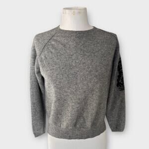 Jumper 1234 Gray Mongolian Cashmere Creeping Tiger Intarsia Sweater Womens sz 2